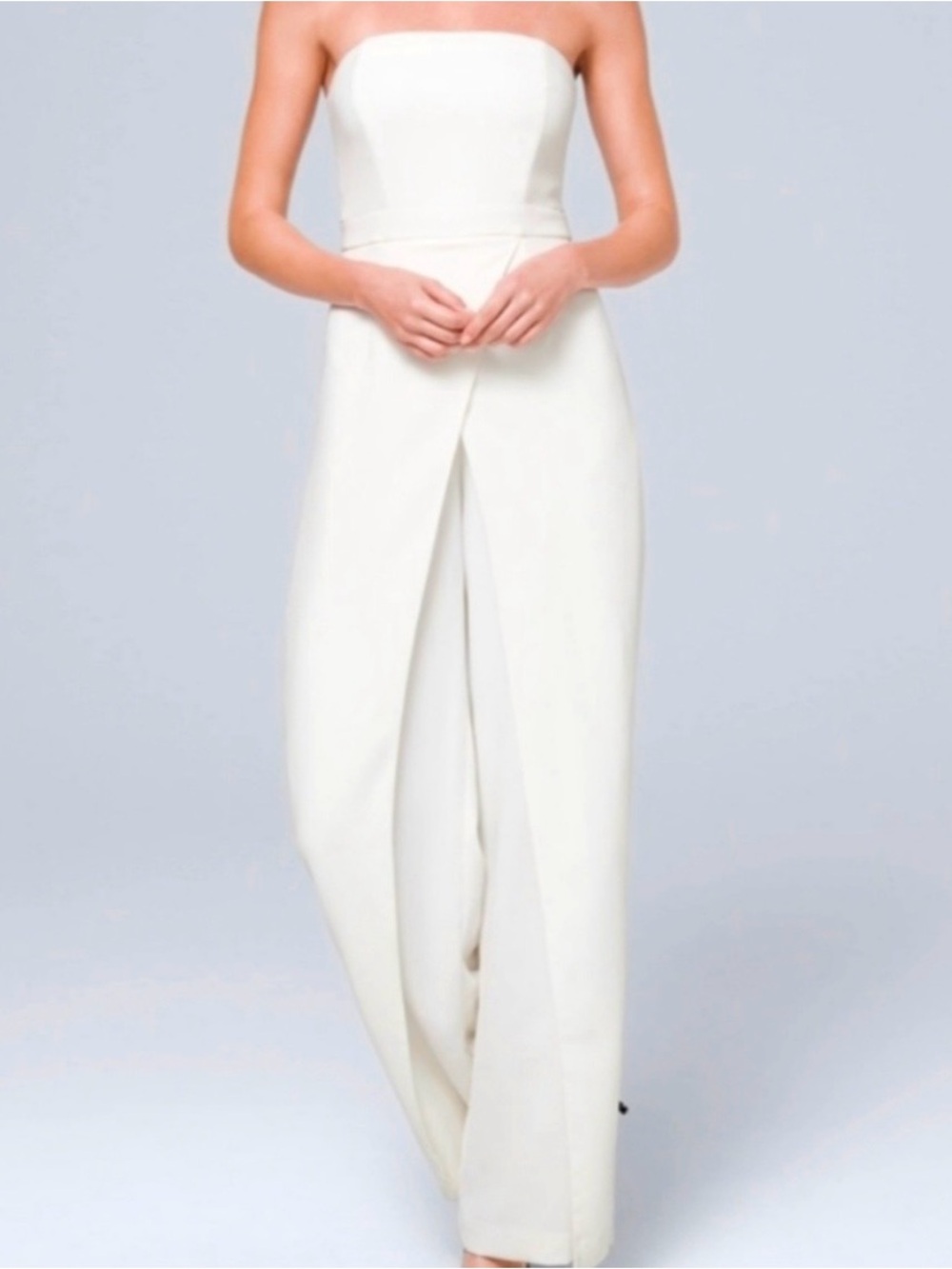 White House Black Market Strapless White Jumpsuit